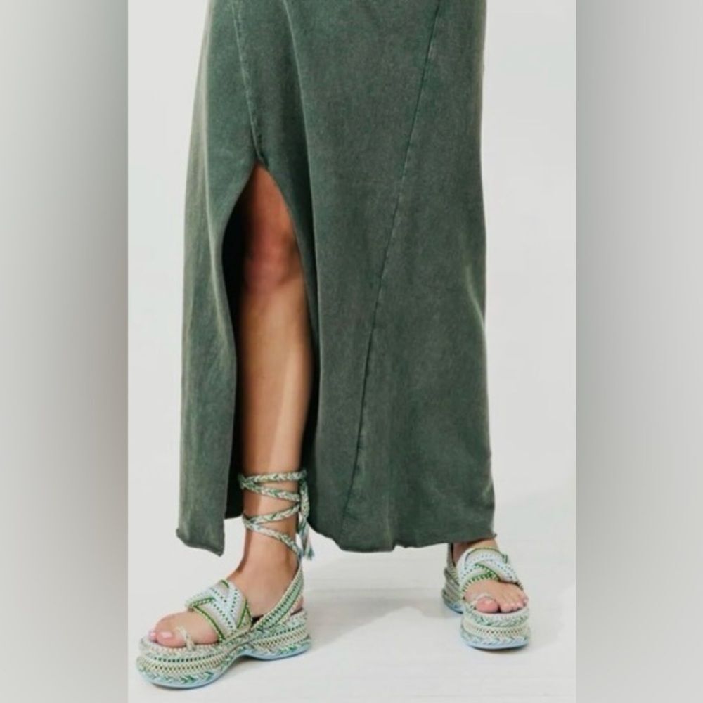 Free People Amambaih Manuela Green Blue Strappy Wedge Sandals - Picture 2 of 10
